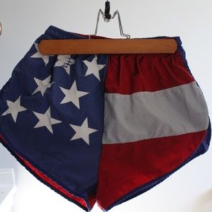American Flag Split Running Shorts
